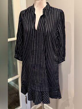 10 Crosby Derek Lam Black and White Striped Tunic Dress